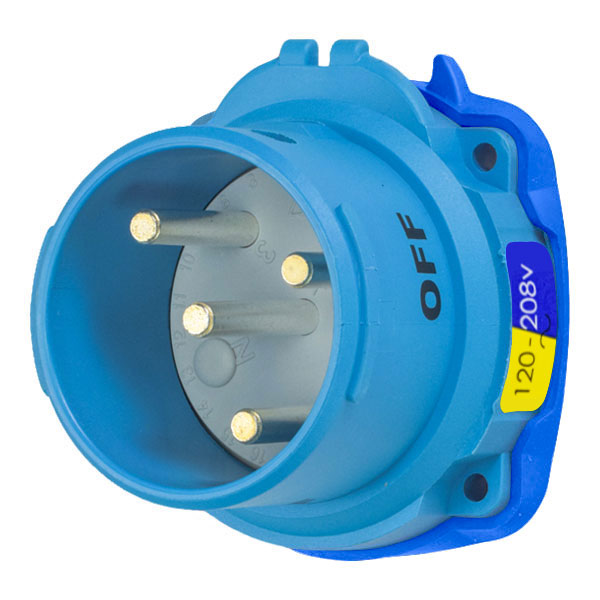 63-38166 - DSN30 INLET POLY BLUE SIZE 2 TYPE 4X IP 69 2P+N+G 30A 120/208 VAC 60 Hz NO AUX